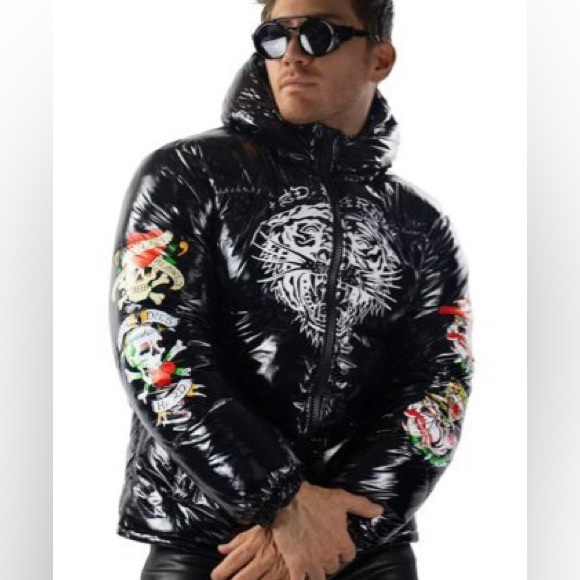 Ed Hardy Other - ED HARDY Hooded Graphic Insulated 
“Tiger & Skull”  Mens Puffer sz XXL